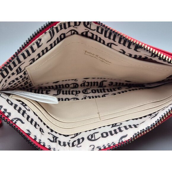 NWOT Juicy Couture Wristlet Wallet Red Faux Leather Logo Embossed Clutch - Picture 7 of 10